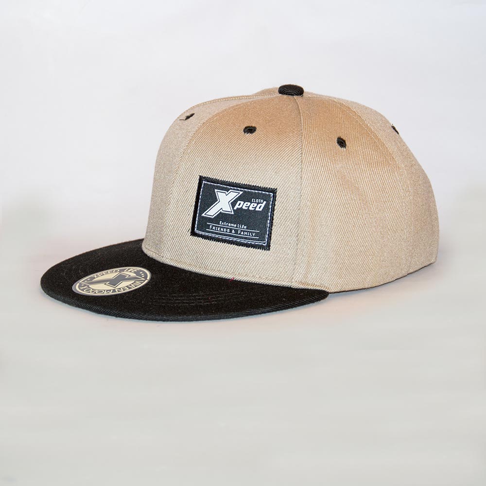 Xpeed Brand gorra plana beige vicera negra snap cap